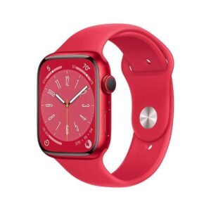 Apple Watch Series 8 Aluminum 45mm GPS+Cellular (Fair Condition)(C+) Renewed - Red (Battery 80%+) + Apple Watch Band - Black (Sport Band)